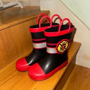Fire Chief Kids Rain Boots - Black and Red